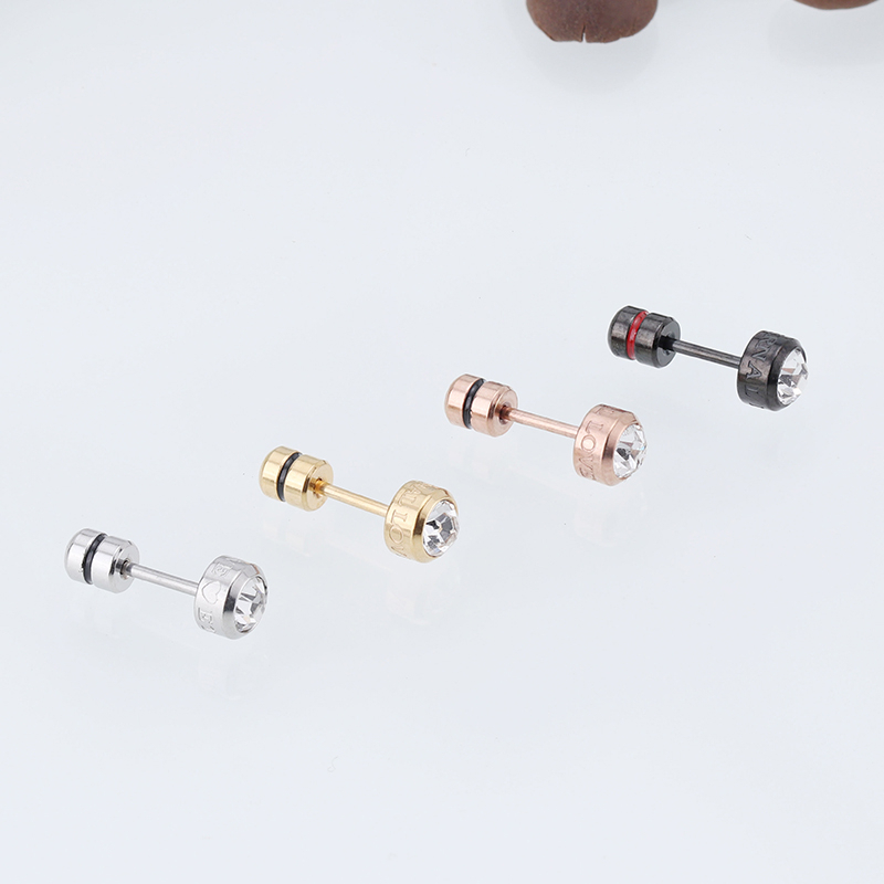 1 Cặp Bông Tai Thép Titan Bạc 925 Đính Đá Zircon 5MM Cho Nam Nữ