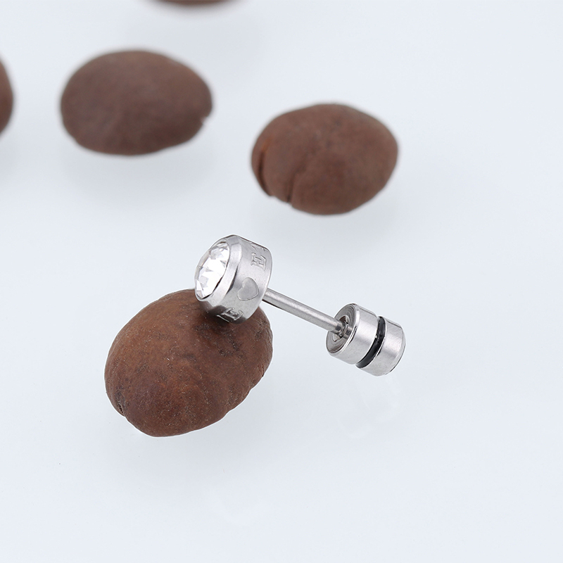 1 Cặp Bông Tai Thép Titan Bạc 925 Đính Đá Zircon 5MM Cho Nam Nữ