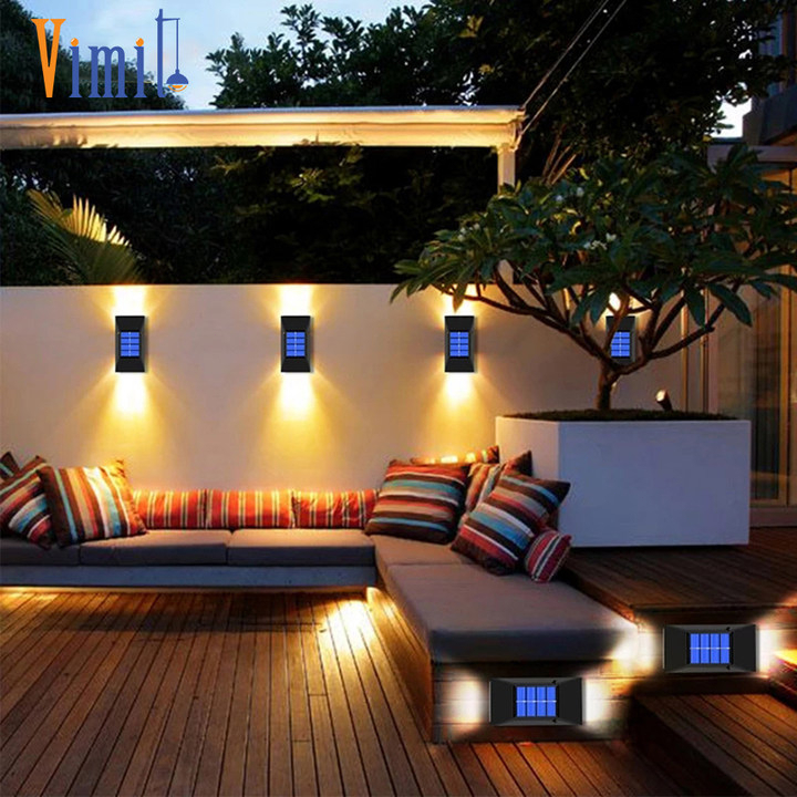 【Miễn phí vận chuyển】Vimite Đèn Led 12 Bóng Năng Lượng Mặt Trời Chống Thấm Nước Chiếu Sáng Cầu Thang Gắn Tường Đường Đi