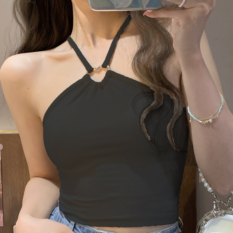 ZHELIHANGFEI Áo Croptop Hai Dây Lưng Cao Kiểu Dáng Ngọt Ngào Quyến Rũ