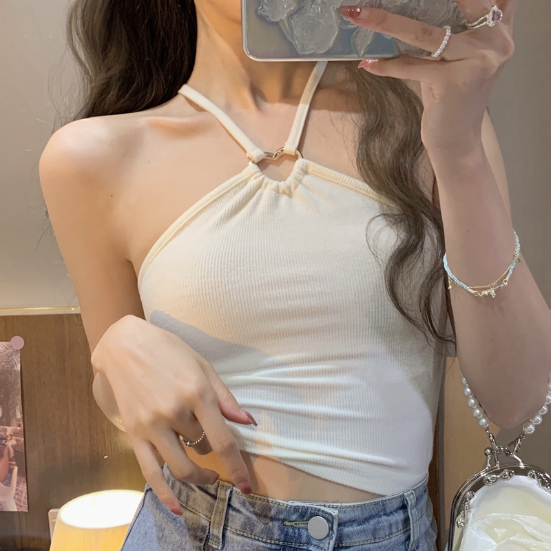 ZHELIHANGFEI Áo Croptop Hai Dây Lưng Cao Kiểu Dáng Ngọt Ngào Quyến Rũ