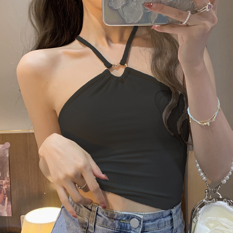 ZHELIHANGFEI Áo Croptop Hai Dây Lưng Cao Kiểu Dáng Ngọt Ngào Quyến Rũ