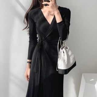 Đầm Maxi Một Mảnh Tay Dài Ôm Eo Đơn Giản Phong Cách Hàn Quốc Mới
