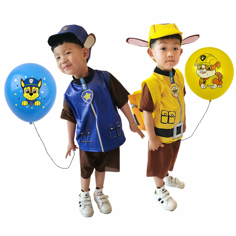 Trẻ em trai cô gái móng vuốt tuần tra trang phục cosplay T-shirt ngắn mũ túi trường Chase Marshall Skye quà sinh nhật Halloween bên váy