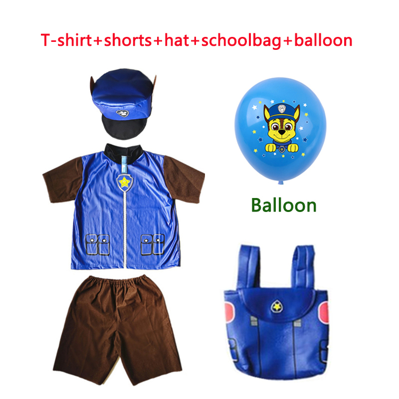 Trẻ em trai cô gái móng vuốt tuần tra trang phục cosplay T-shirt ngắn mũ túi trường Chase Marshall Skye quà sinh nhật Halloween bên váy