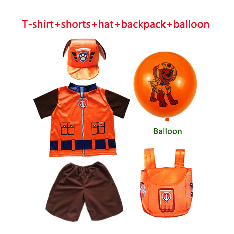 Trẻ em trai cô gái móng vuốt tuần tra trang phục cosplay T-shirt ngắn mũ túi trường Chase Marshall Skye quà sinh nhật Halloween bên váy