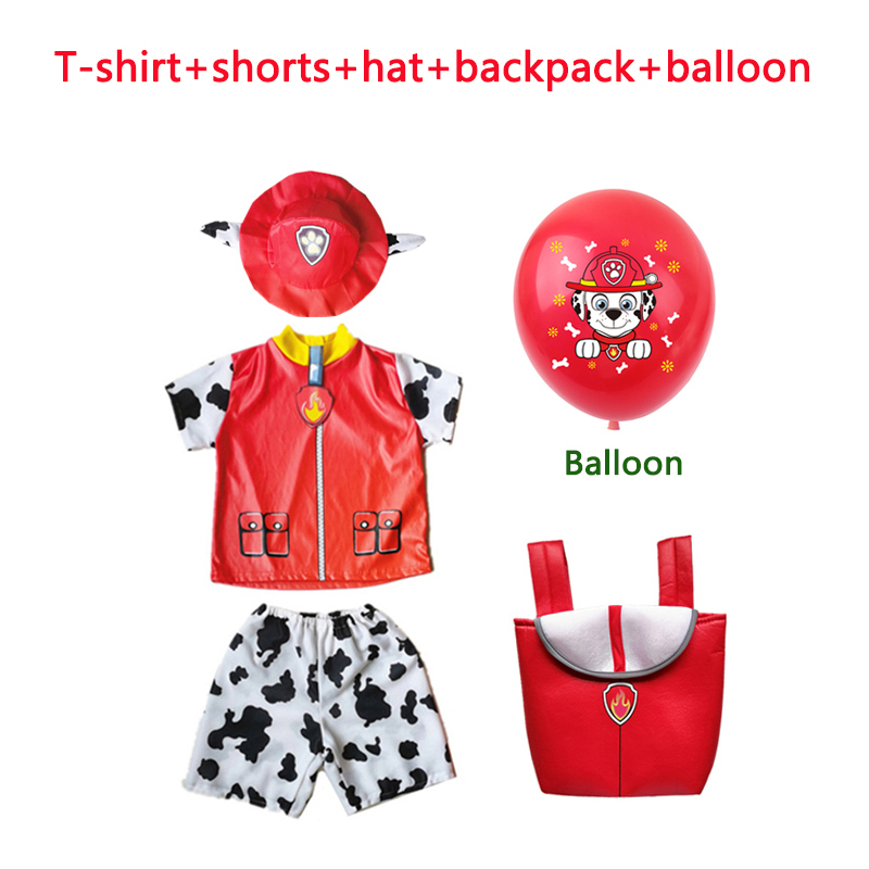 Trẻ em trai cô gái móng vuốt tuần tra trang phục cosplay T-shirt ngắn mũ túi trường Chase Marshall Skye quà sinh nhật Halloween bên váy