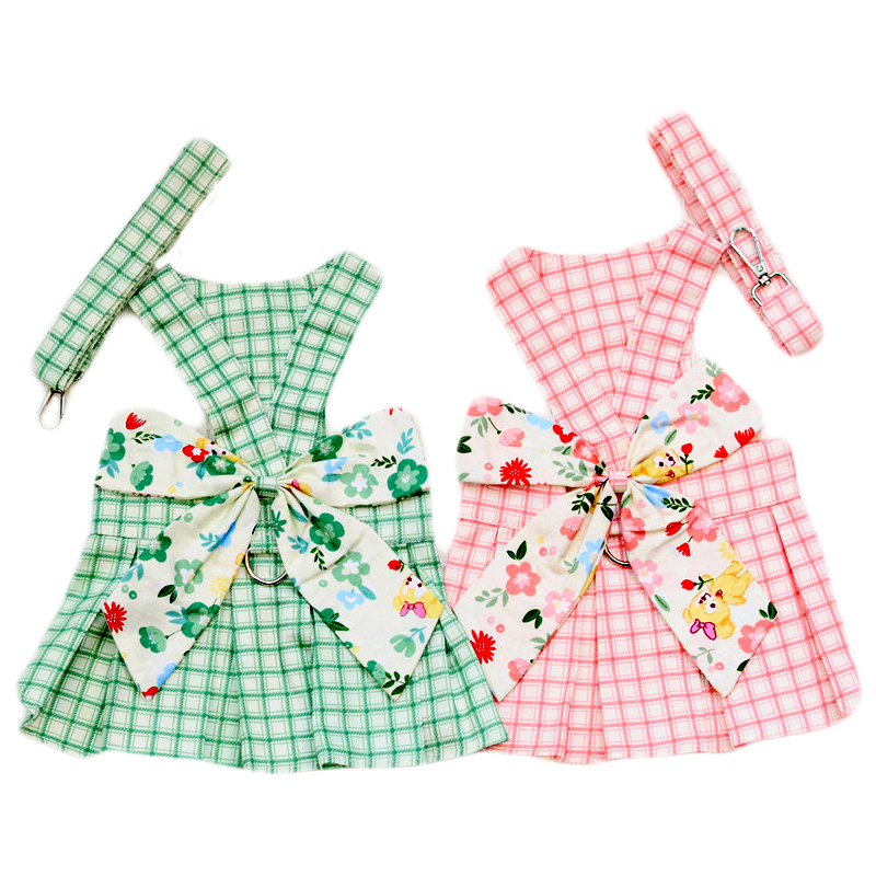 Đầm Dây Ngực Kẻ Sọc Caro Phong Cách Trẻ Trung Cho Thú Cưng Có Thể Kéo Ra [S-XXL]