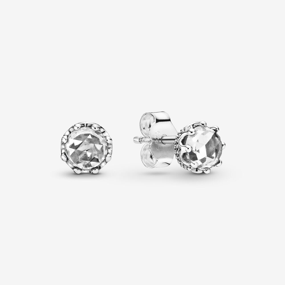 Bông Tai Xi Mạ Bạc 925 Hình Vương Miện Đính Đá Lấp Lánh