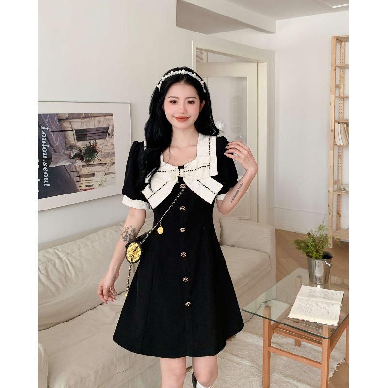 ZHELIHANGFEI Đầm Dáng Ôm Cỡ Lớn Đính Nơ Phong Cách Pháp Thời Trang Quyến Rũ Cho Nữ