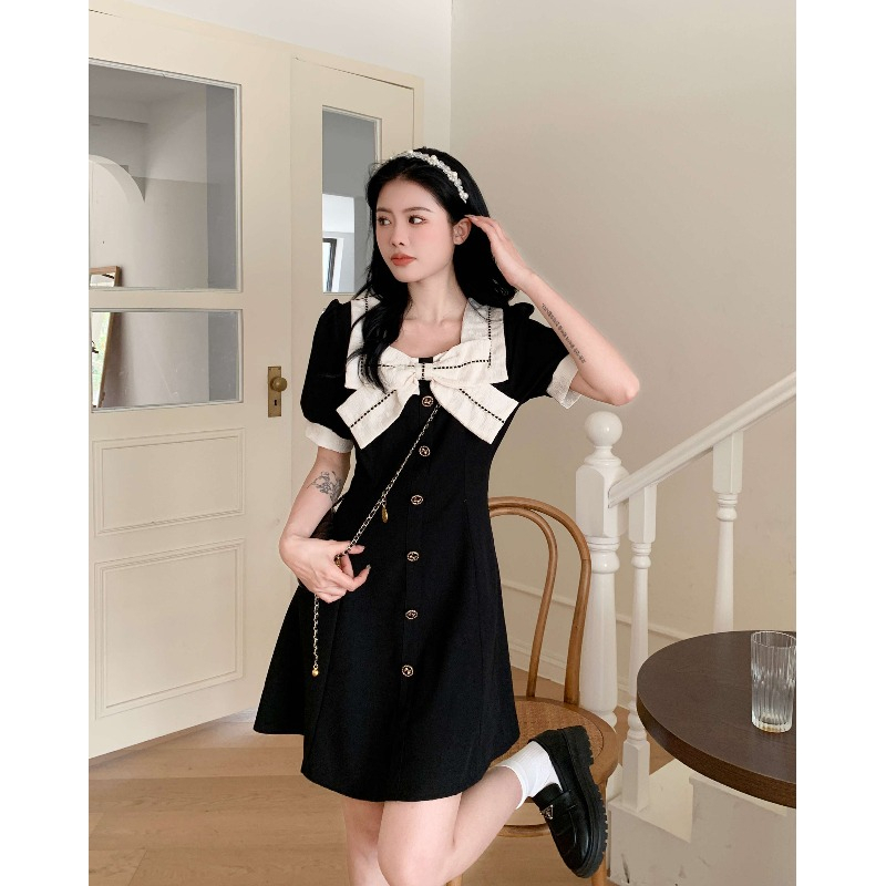 ZHELIHANGFEI Đầm Dáng Ôm Cỡ Lớn Đính Nơ Phong Cách Pháp Thời Trang Quyến Rũ Cho Nữ