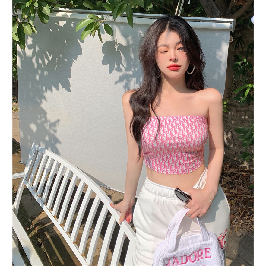 QADCOL Áo Hai Dây In Họa Tiết Màu Sữa Ngọt Ngào Quyến Rũ Cho Nữ