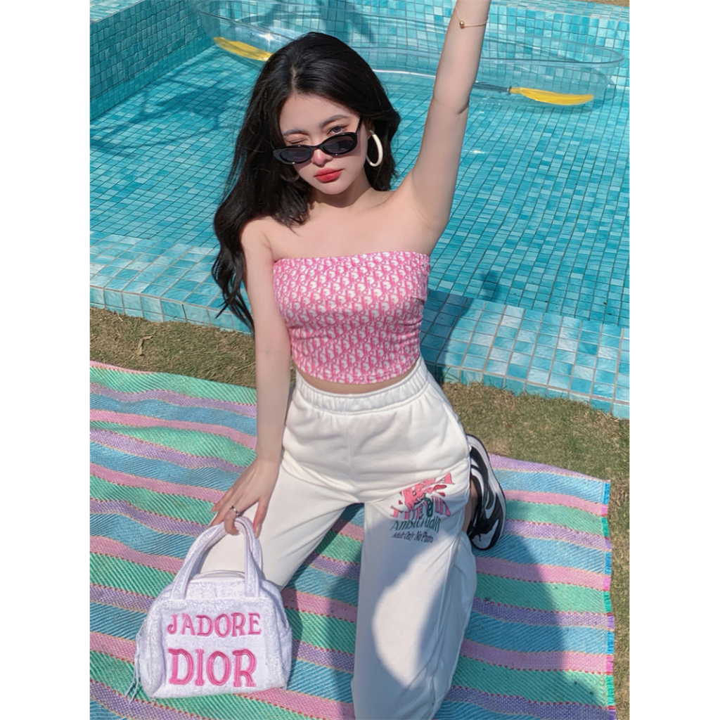 QADCOL Áo Hai Dây In Họa Tiết Màu Sữa Ngọt Ngào Quyến Rũ Cho Nữ