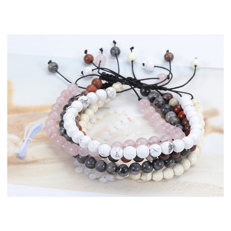 Vòng Tay Đá Mã Não Tự Nhiên 6mm Có Thể Điều Chỉnh Kích Thước Dành Cho Nam Và Nữ