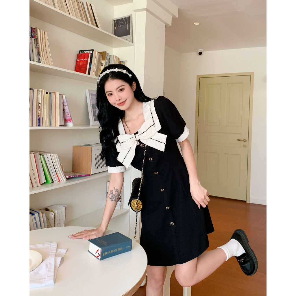 ZHELIHANGFEI Đầm Dáng Ôm Cỡ Lớn Đính Nơ Phong Cách Pháp Thời Trang Quyến Rũ Cho Nữ