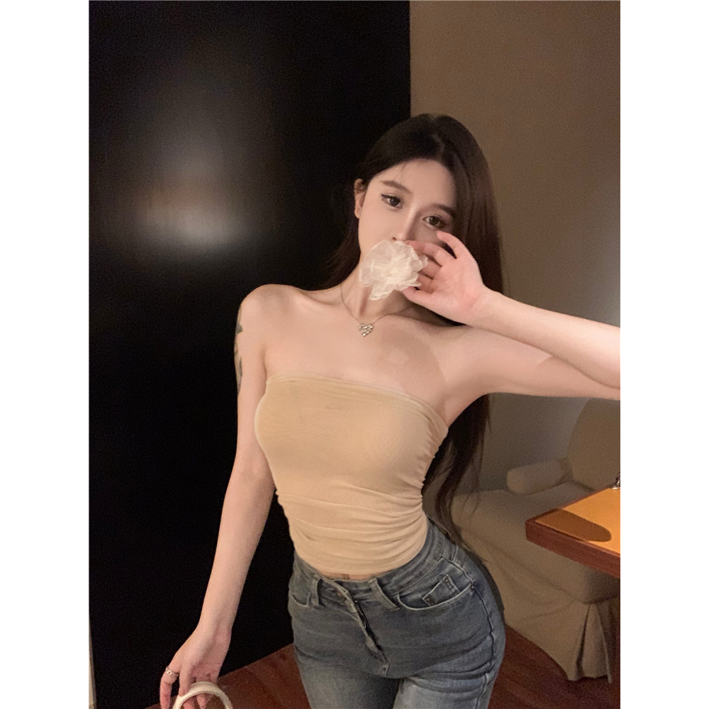 QADCOL Áo Ngắn Không Dây Hở Lưng Họa Tiết Hoa Mùa Hè Gợi Cảm Cho Nữ