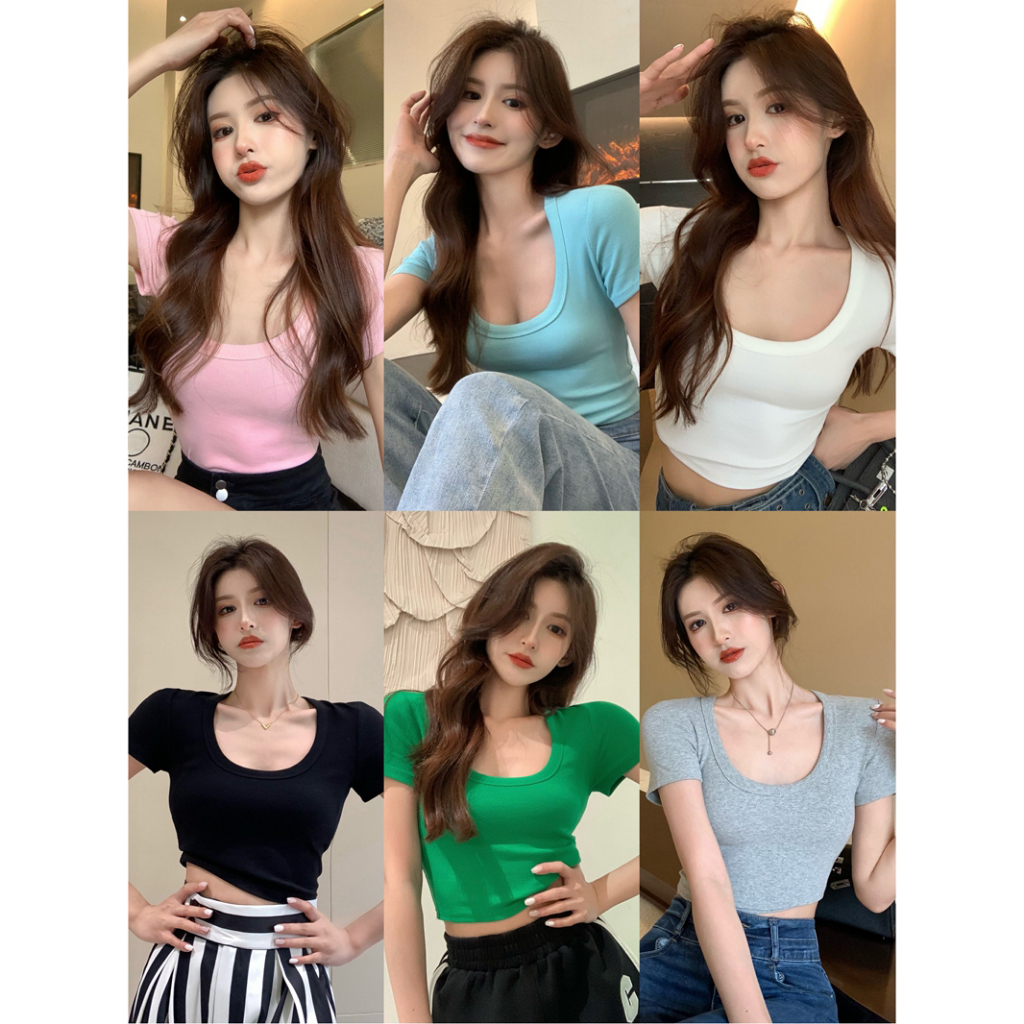 Áo Thun Cotton Ngắn Tay Dáng Ôm Co Giãn Thời Trang Mùa Hè Cho Nữ