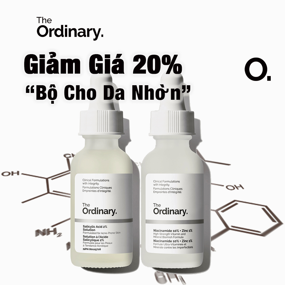 The Ordinary Bộ Cho Da Nhờn Serum - Niacinamide 10% + Zinc 1% Và Salicylic Acid 2% Bha Cân Bằng Dầu Cho Da Mặt 2x30ml (Có Bán Lẻ)