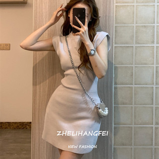 ZHELIHANGFEI Đầm Dệt Kim Tay Cánh Tiên Ôm Dáng Thời Trang Dành Cho Nữ