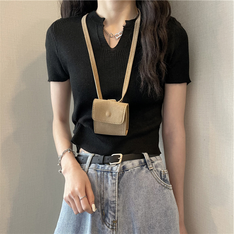 Minimalist Labo Áo Sweater Tay Ngắn Dáng Ôm Thiết Kế Trẻ Trung Năng Động