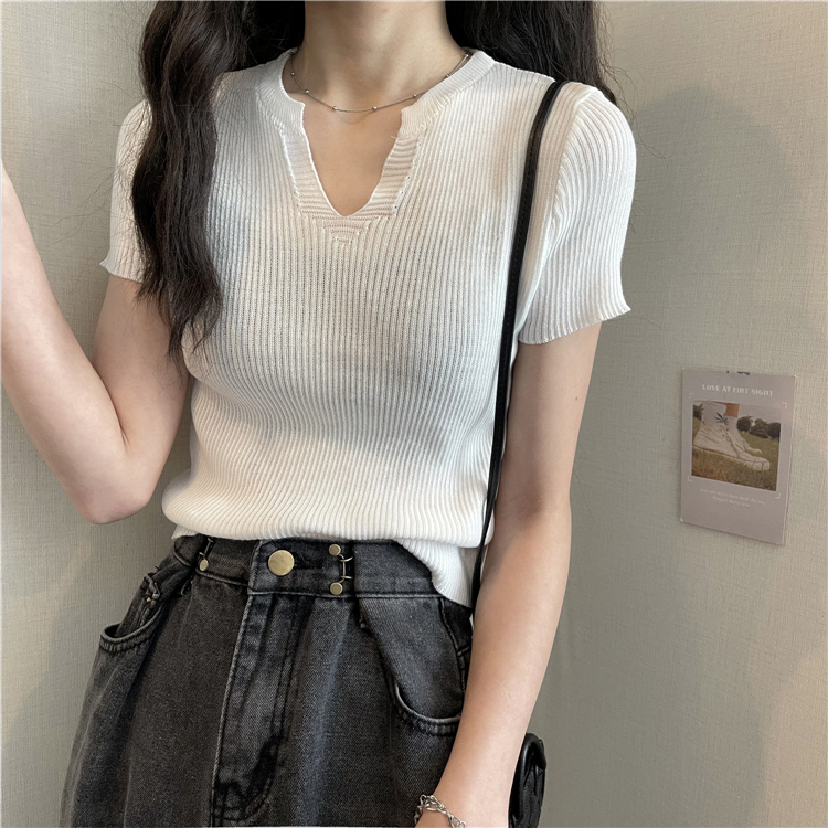 Minimalist Labo Áo Sweater Tay Ngắn Dáng Ôm Thiết Kế Trẻ Trung Năng Động