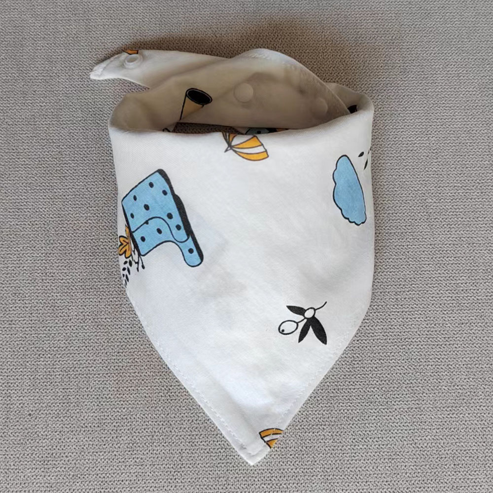 Yếm Ăn Cotton Hình Tam Giác In Họa Tiết Hoạt Hình Dễ Thương Dành Cho Các Bé
