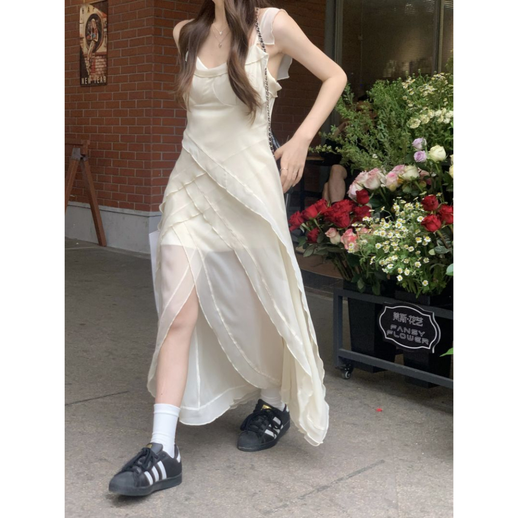 【JMWOMEN】Đầm Voan Dáng Dài Xẻ Tà Thời Trang Nữ Tính
