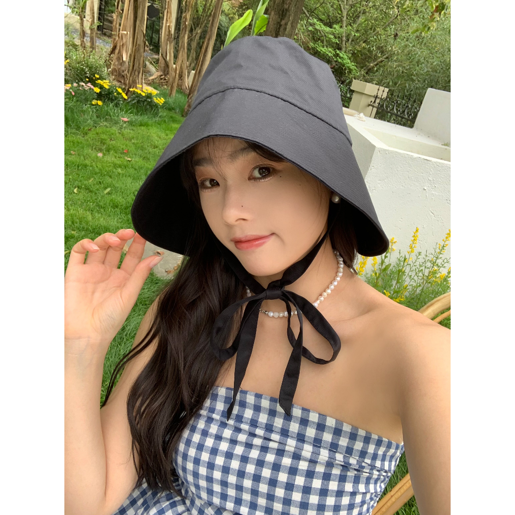 Nón Tai Bèo Rộng Vành Phối Ruy Băng Xinh Xắn Dễ Phối Đồ Thời Trang Hè Phong Cách Nhật Bản Cho Nữ