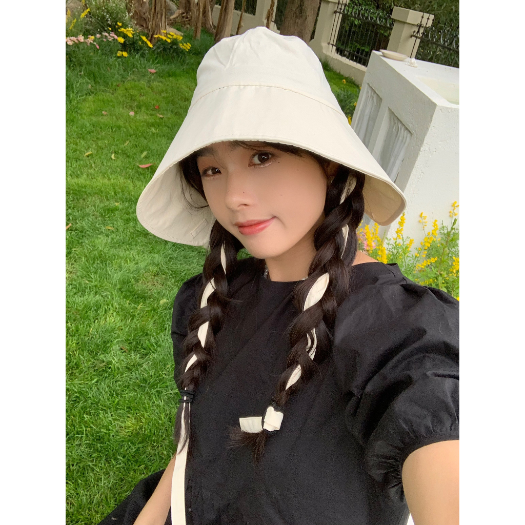 Nón Tai Bèo Rộng Vành Phối Ruy Băng Xinh Xắn Dễ Phối Đồ Thời Trang Hè Phong Cách Nhật Bản Cho Nữ