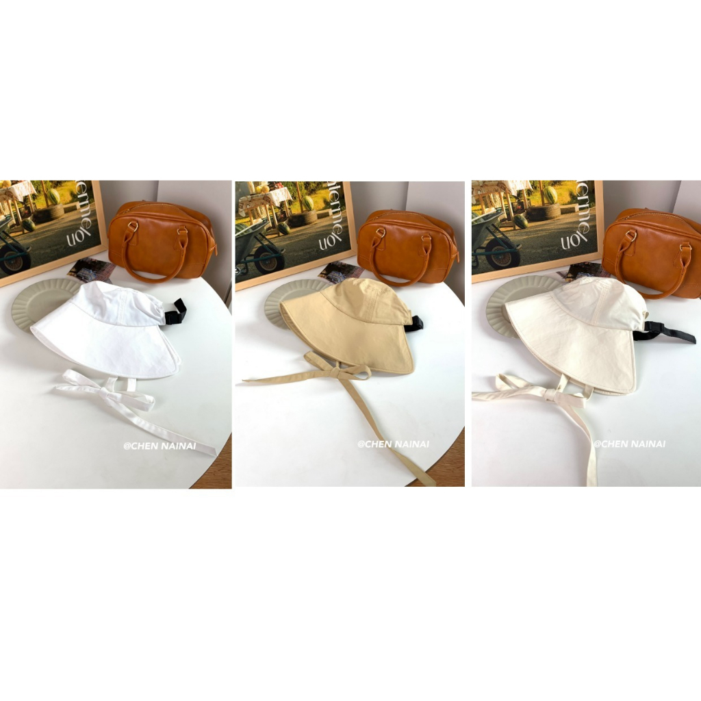 Nón Tai Bèo Rộng Vành Phối Ruy Băng Xinh Xắn Dễ Phối Đồ Thời Trang Hè Phong Cách Nhật Bản Cho Nữ