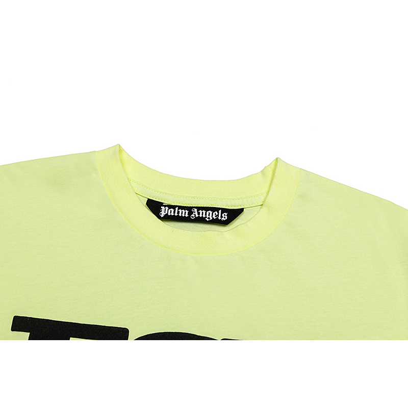 Áo Thun Cotton Cổ Tròn Tay Ngắn In Chữ p-lm-Pure Màu Xanh Lá Dạ Quang Phong Cách Đường Phố Cho Nam Và Nữ