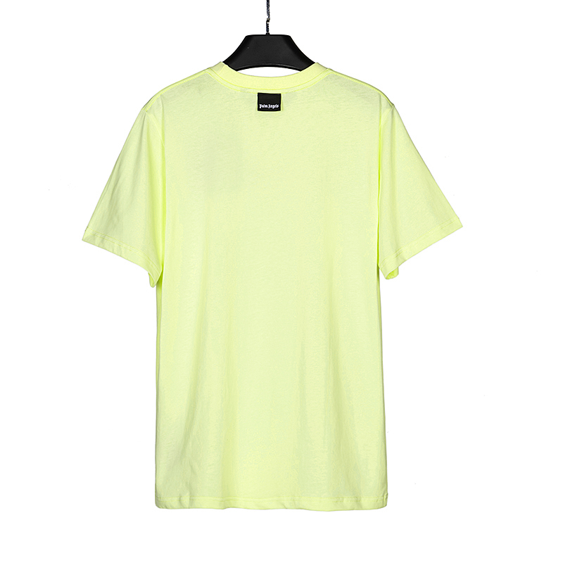 Áo Thun Cotton Cổ Tròn Tay Ngắn In Chữ p-lm-Pure Màu Xanh Lá Dạ Quang Phong Cách Đường Phố Cho Nam Và Nữ