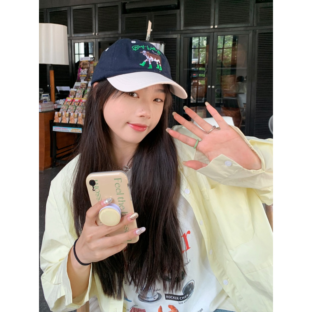 Mũ Lưỡi Trai Thêu Họa Tiết Hoạt Hình Phong Cách Hàn Quốc Cho Nữ