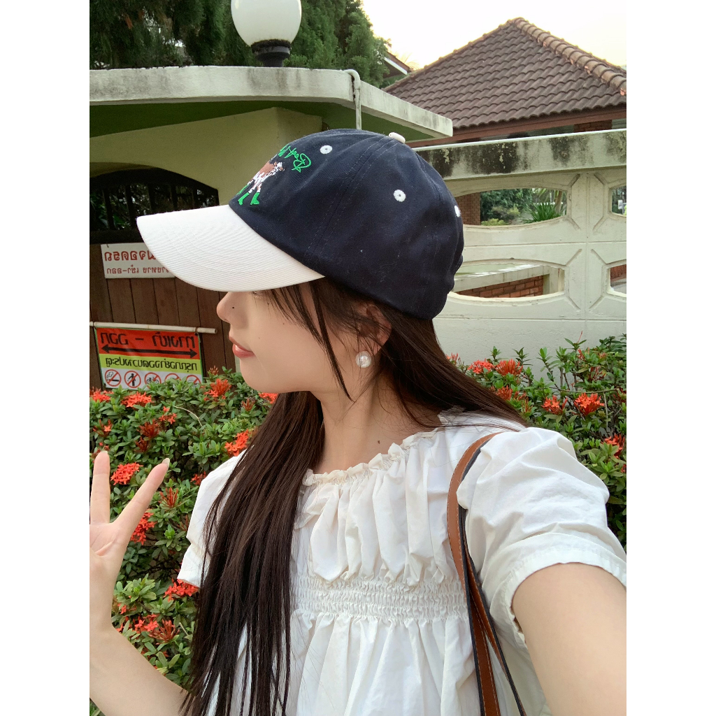 Mũ Lưỡi Trai Thêu Họa Tiết Hoạt Hình Phong Cách Hàn Quốc Cho Nữ