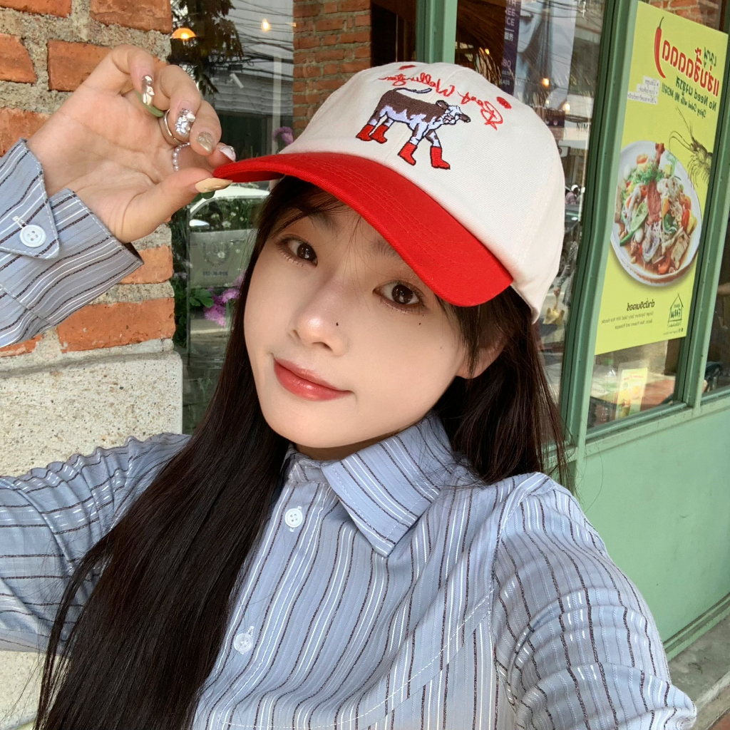 Mũ Lưỡi Trai Thêu Họa Tiết Hoạt Hình Phong Cách Hàn Quốc Cho Nữ