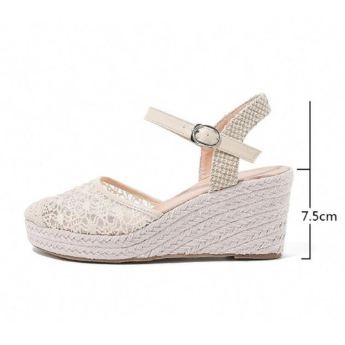 Giày Sandal Đế Xuồng Bằng Vải Lanh Thời Trang Dành Cho Nữ