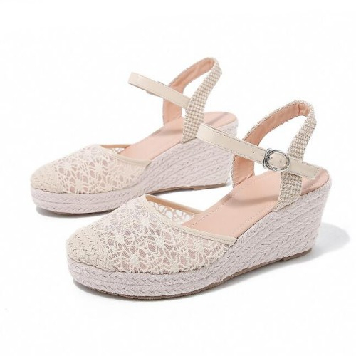 Giày Sandal Đế Xuồng Bằng Vải Lanh Thời Trang Dành Cho Nữ