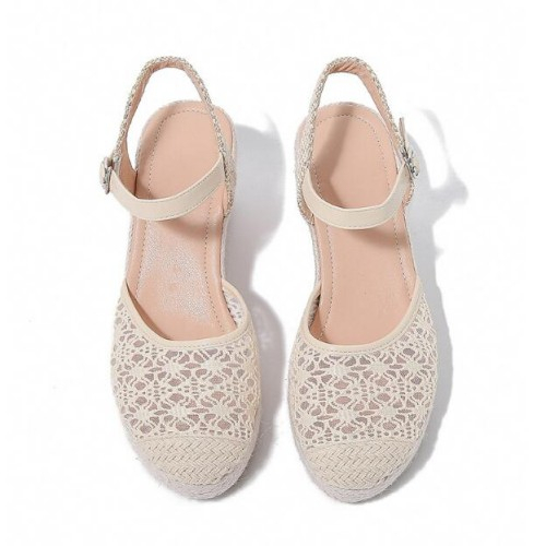 Giày Sandal Đế Xuồng Bằng Vải Lanh Thời Trang Dành Cho Nữ