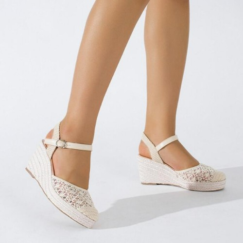 Giày Sandal Đế Xuồng Bằng Vải Lanh Thời Trang Dành Cho Nữ