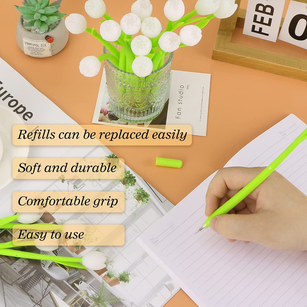 Bộ 6 Bút Bi Mực Đen Ngòi 0.38mm Hình Hoa Tulip Thay Đổi Màu Sắc Độc Đáo Trang Trí Nhà Cửa / Văn Phòng / Trường Học