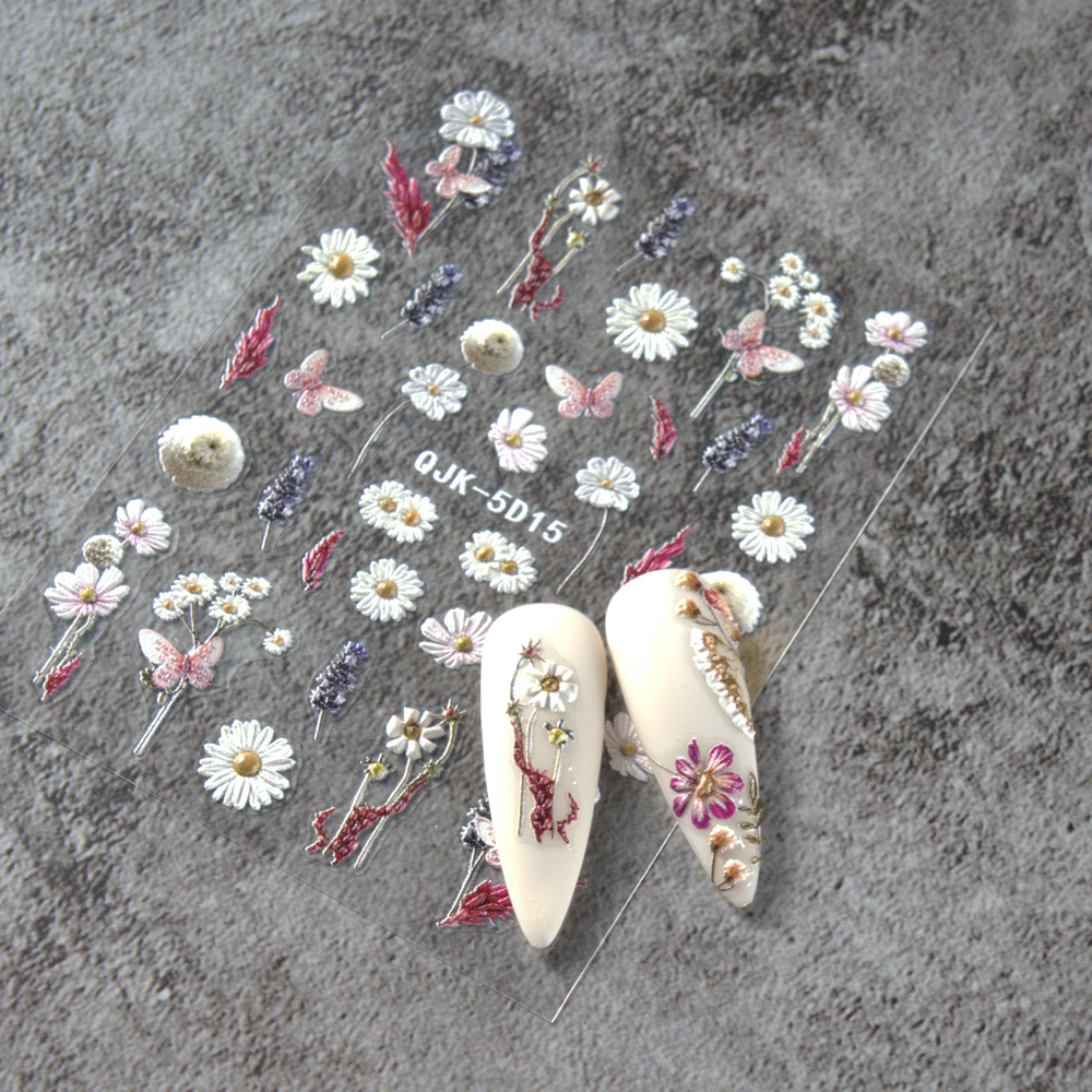 [Hàng mới về] Tờ Miếng Dán Trang Trí Móng Tay Họa Tiết Hoa Và Bướm 5D Phong Cách Nhật Bản Thời Trang