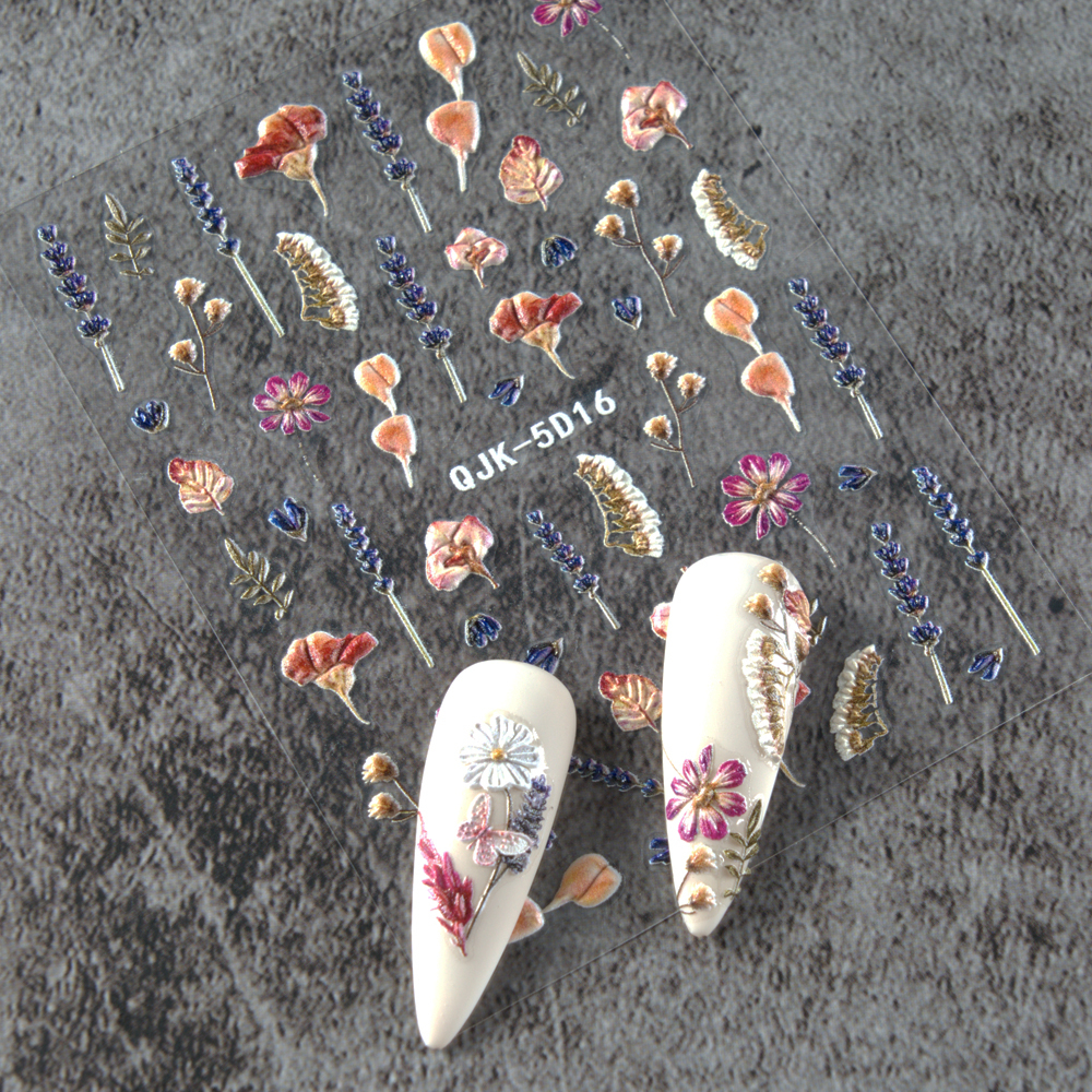 [Hàng mới về] Tờ Miếng Dán Trang Trí Móng Tay Họa Tiết Hoa Và Bướm 5D Phong Cách Nhật Bản Thời Trang