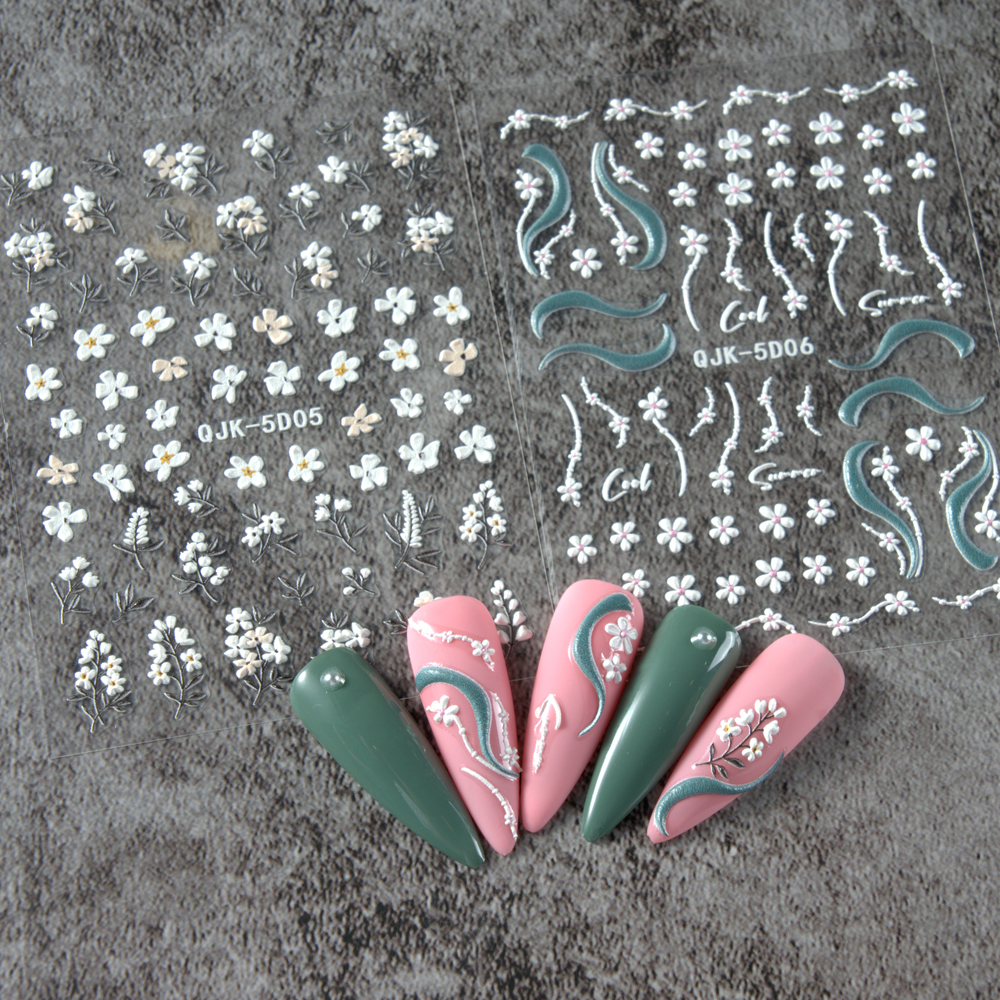 [Hàng mới về] Tờ Miếng Dán Trang Trí Móng Tay Họa Tiết Hoa Và Bướm 5D Phong Cách Nhật Bản Thời Trang