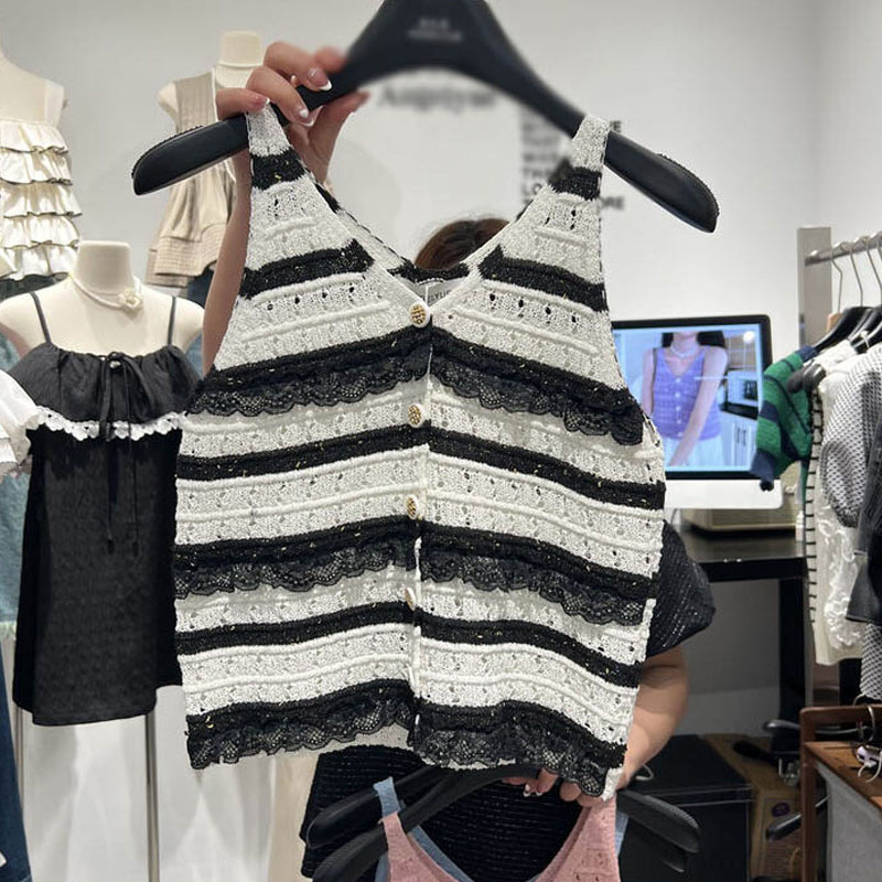 Áo Cardigan Dệt Kim Họa Tiết Kẻ Sọc Phong Cách Hàn Quốc Thời Trang Mùa Hè Quyến Rũ