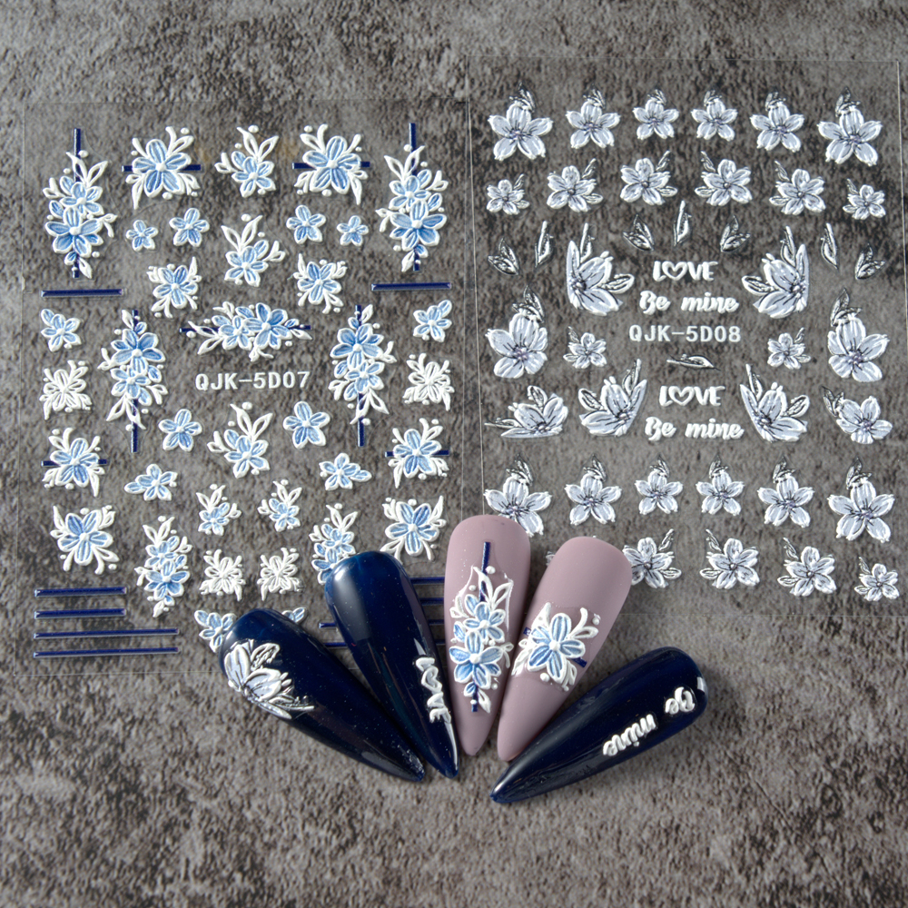 [Hàng mới về] Tờ Miếng Dán Trang Trí Móng Tay Họa Tiết Hoa Và Bướm 5D Phong Cách Nhật Bản Thời Trang