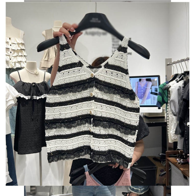 Áo Cardigan Dệt Kim Họa Tiết Kẻ Sọc Phong Cách Hàn Quốc Thời Trang Mùa Hè Quyến Rũ