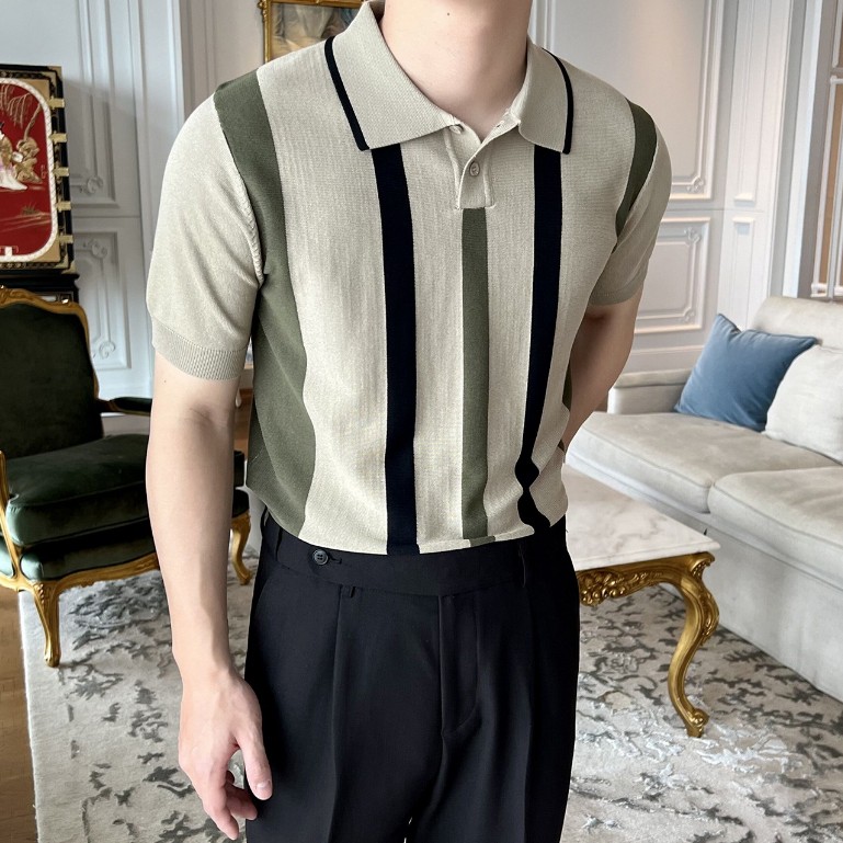 Áo Polo Dệt Kim Tay Lửng Dáng Ôm Dễ Phối Đồ - Thời Trang Mùa Hè Nam Kiểu Mới Size M-3xl