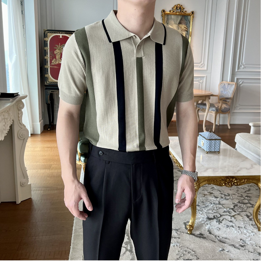 Áo Polo Dệt Kim Tay Lửng Dáng Ôm Dễ Phối Đồ - Thời Trang Mùa Hè Nam Kiểu Mới Size M-3xl