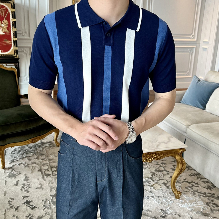 Áo Polo Dệt Kim Tay Lửng Dáng Ôm Dễ Phối Đồ - Thời Trang Mùa Hè Nam Kiểu Mới Size M-3xl