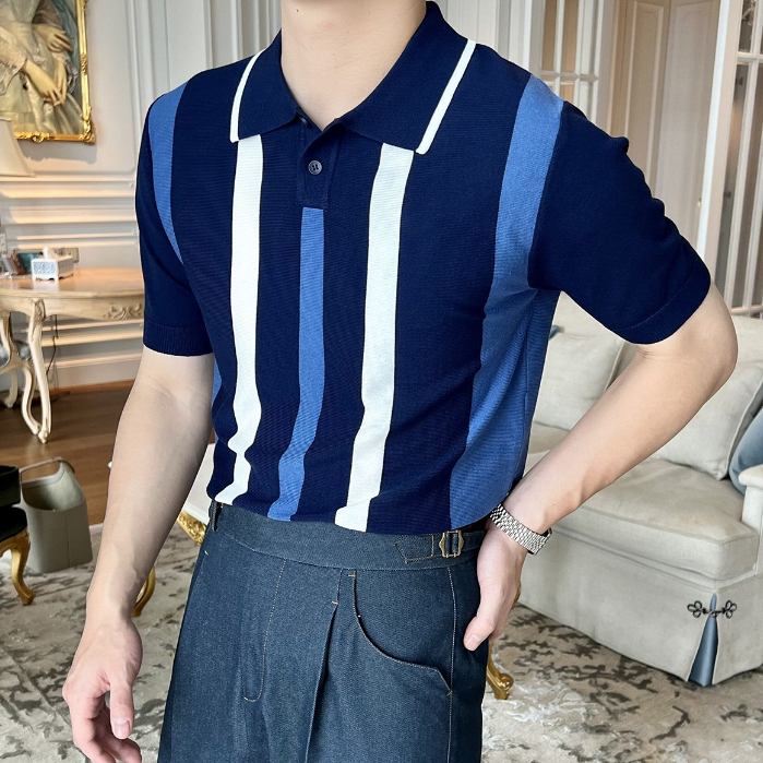 Áo Polo Dệt Kim Tay Lửng Dáng Ôm Dễ Phối Đồ - Thời Trang Mùa Hè Nam Kiểu Mới Size M-3xl